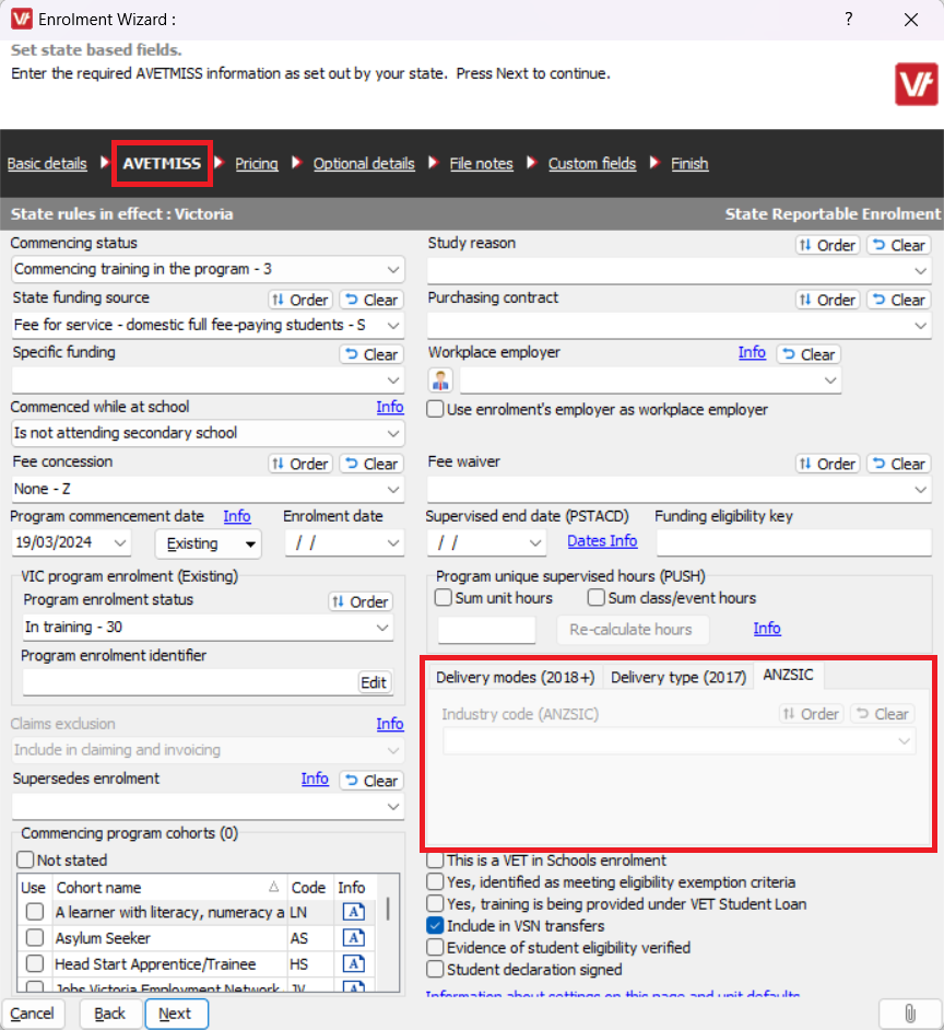 AVETMISS Errors Victoria - NAT00120 Enrolment File
